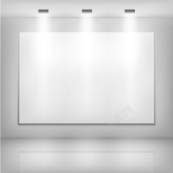 白色的画板图片3D室内画板灯光背景高清图片