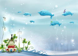 梦幻海草漂亮冬天儿童风景海报背景素材高清图片