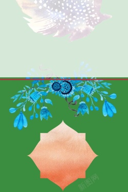 素雅花朵和风日本手绘花边典雅素净高级时尚广告背景高清图片