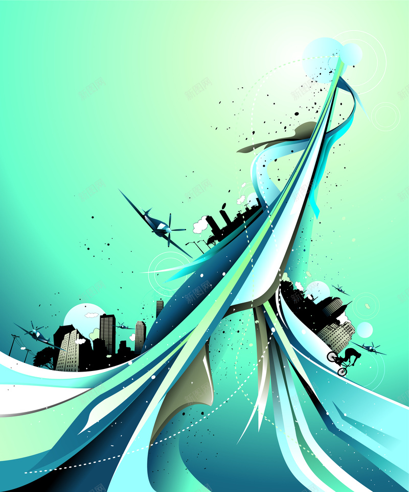 创意立体天空城市eps设计背景_新图网 https://ixintu.com 创意 城市 天空 立体 青色 3d 城市天空 城市创意 创意城市 创意立体