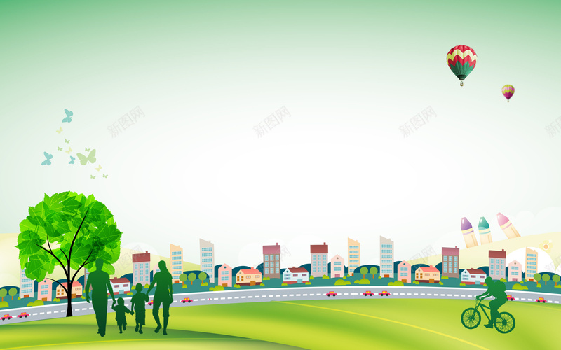 绿色扁平城市环保气球家人背景素材psd设计背景_新图网 https://ixintu.com 绿色 扁平 城市 环保 气球 家人 背景 素材