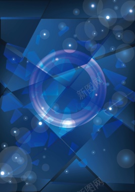 圆环多边形科技蓝色海报背景背景