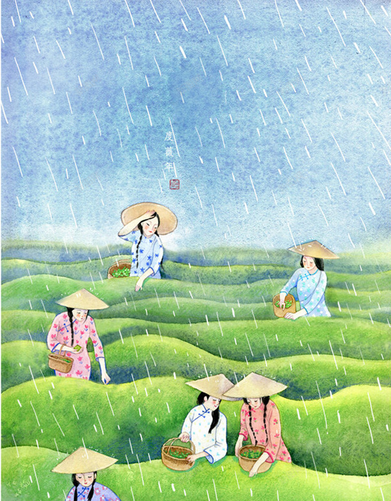 谷雨季节风景美图jpg设计背景_新图网 https://ixintu.com 简约 时光 季节 节气 小清新 颜色 文艺 浪漫 卡通 风景