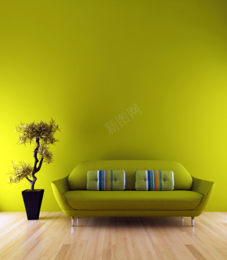 绿色客厅沙发背景素材背景