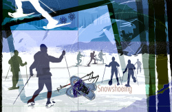 滑雪剪影冬季越野滑雪海报高清图片