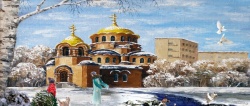 欧式建筑油画插画背景高清图片