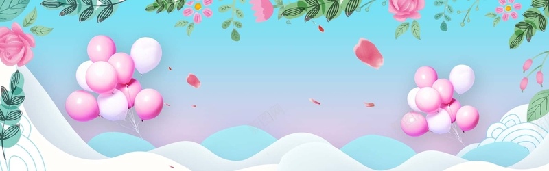 粉色甜蜜气球banner背景psd设计背景_新图网 https://ixintu.com 告白 婚礼 气球 浪漫 甜蜜 粉色 美妆