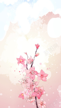 三生三世十里桃花粉色花朵渐变背景素材背景