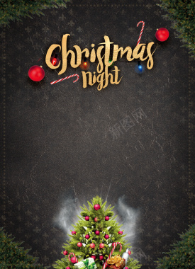圣诞节黑色简约商场促销创意海报背景