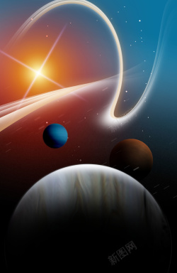 未知星球宇宙太空太阳系科技背景高清图片