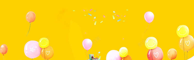 黄色气球背景jpg设计背景_新图网 https://ixintu.com 黄色 气球 礼花 海报banner 扁平 渐变 几何