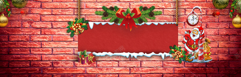 红砖圣诞节banner背景背景