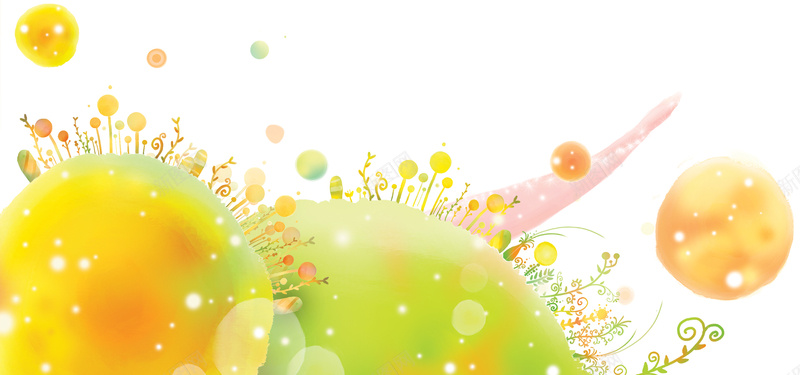 手绘背景psd设计背景_新图网 https://ixintu.com 海报banner 黄色圆圈 圆形 插画 花朵 卡通 童趣 手绘