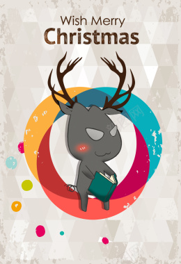 圣诞节Q版驯鹿卡通人物海报背景背景