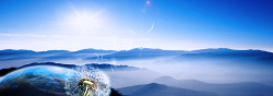 大地太阳风景开心天猫蓝色山脉大气云海旅行banner高清图片