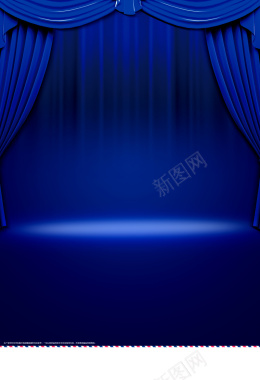 蓝色舞台帷幕印刷背景背景