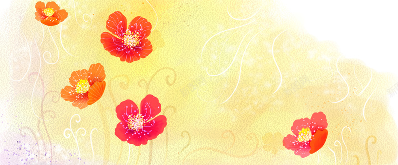 手绘花素材psd设计背景_新图网 https://ixintu.com 海报banner 卡通 漂亮 绚丽 花朵 童趣 手绘