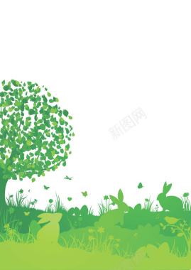 扁平化植树节绿色环保公益海报背景素材背景