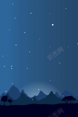 唯美蓝色夜晚星空背景素材背景