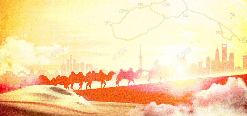 简约大气一带一路丝绸之路宣传海报psd设计背景_新图网 https://ixintu.com 一带一路 丝绸之路 主旋律 党建 宣传 展板 旅游 海报 素材 经济 经济带 背景 西域 西域风 设计 骆驼