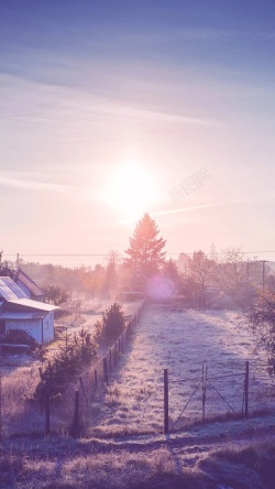 雪景乡村梦幻雪景风景摄影H5背景高清图片