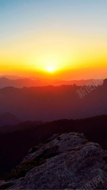 山峰日出远景摄影H5背景背景