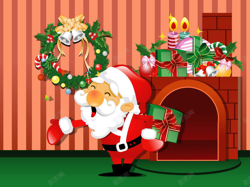 红色圣诞老人礼物psd设计背景_新图网 https://ixintu.com 圣诞场景 圣诞老人 可爱 礼物 红色 卡通 童趣 手绘