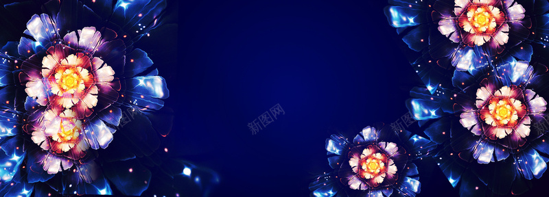 蓝色水晶花朵背景psd设计背景_新图网 https://ixintu.com 背景板 蓝色背景 启动 盛典 水晶 海报banner 浪漫 梦幻