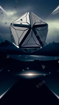 科技感五角星立体五角星H5背景高清图片
