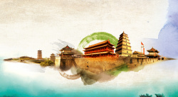 平安宣传海报中国风国庆天坛背景素材高清图片