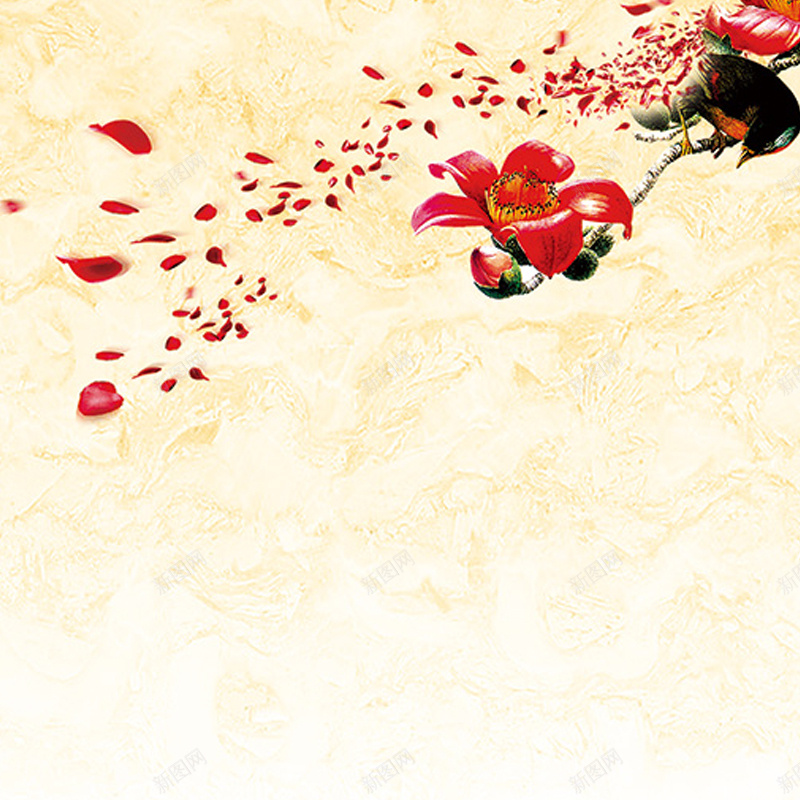 木棉花古典背景图jpg设计背景_新图网 https://ixintu.com 木棉花 花朵 雅致 古典 中国风 主图