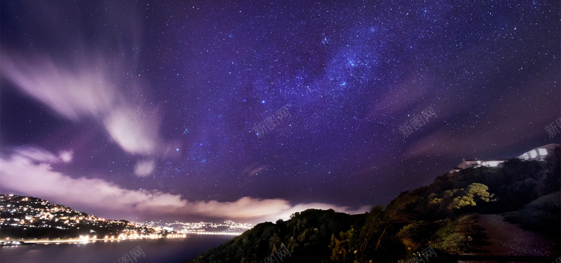 大气星空万家灯火背景