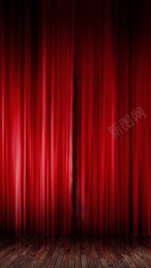红色舞台写实窗帘木地板舞台剧h5素材背景背景