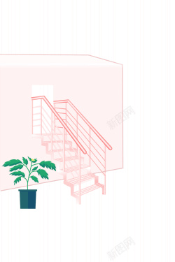 阶梯插画手绘阶梯室内设计平面广告高清图片