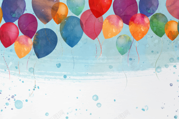 卡通手绘气球海报聚会派对浪漫背景素材背景