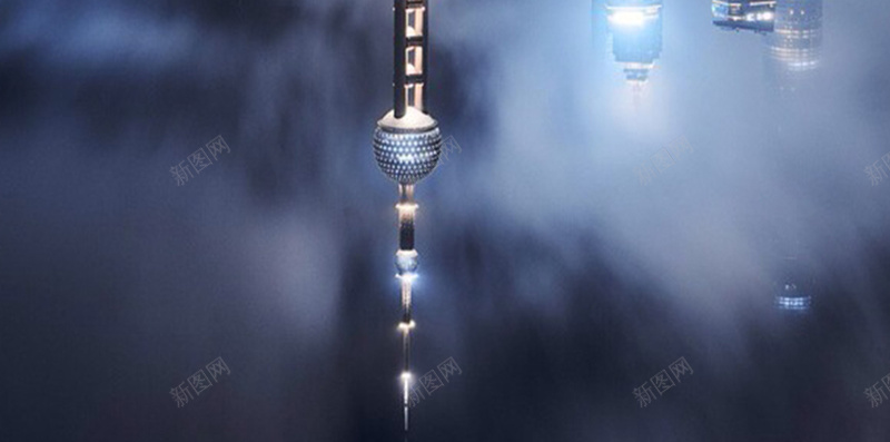上海夜景H5素材背景jpg设计背景_新图网 https://ixintu.com 上海 城市 夜景 倒影 云团 H5素材