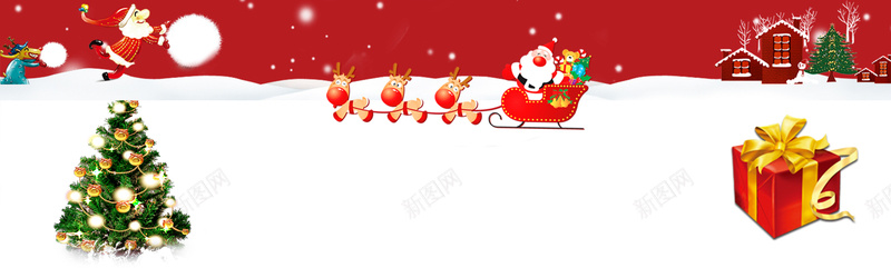 圣诞节快乐红色喜庆banner背景