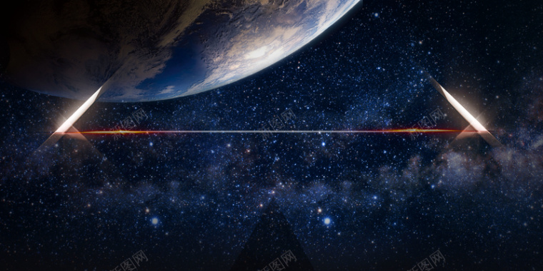 黑色星空地球科技展览馆海报背景素材背景