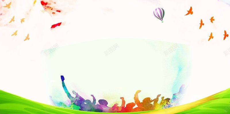 高考冲刺激励海报背景模板psd设计背景_新图网 https://ixintu.com 激励海报 背景模板 高考冲刺 气球 鸽子 人物剪影 草地 海报背景