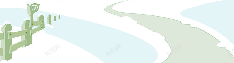 卡通篱笆道路背景jpg设计背景_新图网 https://ixintu.com 卡通 白色 篱笆 道路 雪地 蓝色 绿色 海报banner 童趣 手绘