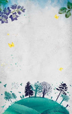 清新风植树节平面海报背景背景