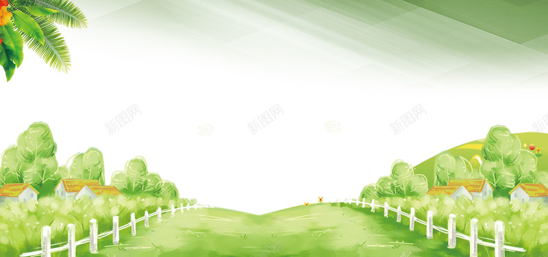 春天绿色草地海报背景背景