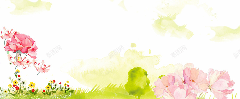 春季手绘花朵淘宝海报背景背景