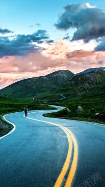 天空户外公路H5背景背景