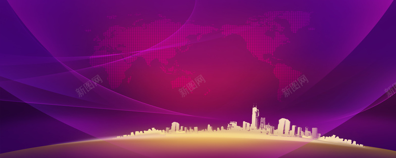 商务会议紫色绚丽背景图jpg设计背景_新图网 https://ixintu.com 剪影城市 光晕 商务 渐变 紫色 世界地图 绚丽背景 科技 科幻
