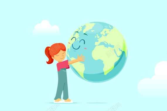 世界地球日卡通人物地球拟人海报背景素材背景
