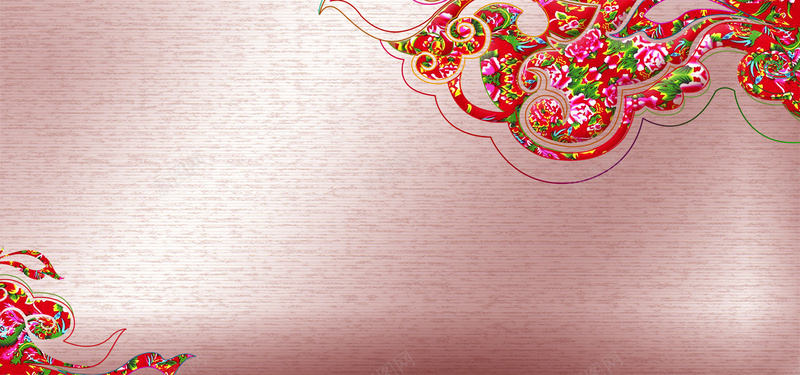 中国风东北花卉背景jpg设计背景_新图网 https://ixintu.com 中国风 东北 花卉 红色 绿色 海报banner