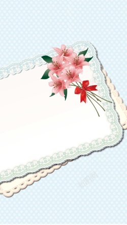 花朵签蓝色贺卡商业花朵PSD分层H5背景素材高清图片