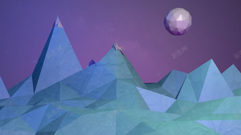 几何立体创意背景jpg设计背景_新图网 https://ixintu.com 几何 立体 创意 群山 山脉 球体 紫色 绿色 海报 背景