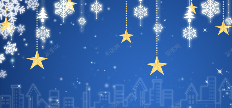 蓝色圣诞素材星空背景banner背景